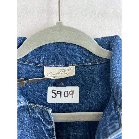UNIVERSAL THREAD Jumpsuit Womens Size 6 Blue Denim Long Sleeve Pockets Collared - Picture 5 of 16